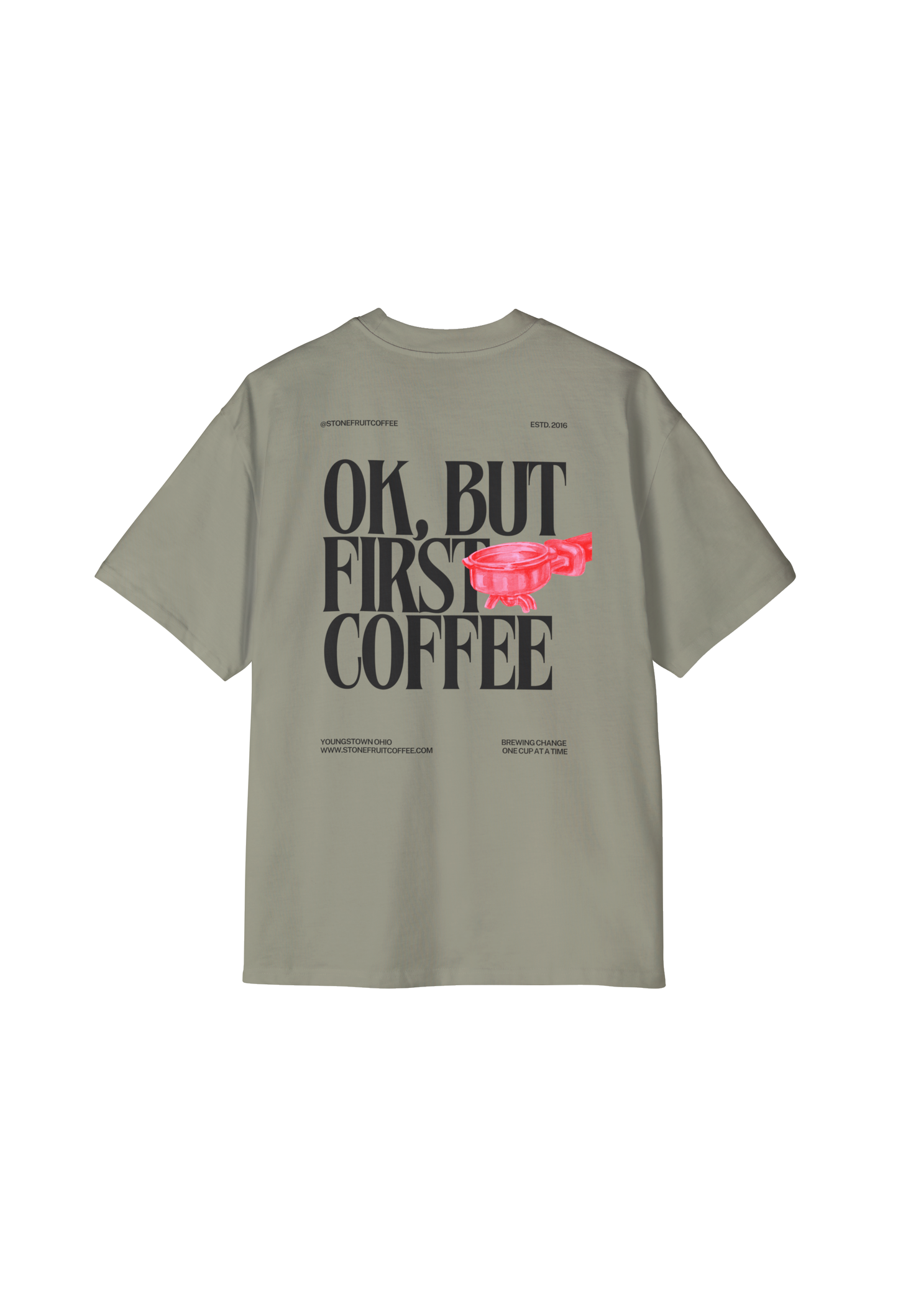 Men's Oversized Coffee Tee "OK, But First Coffee"