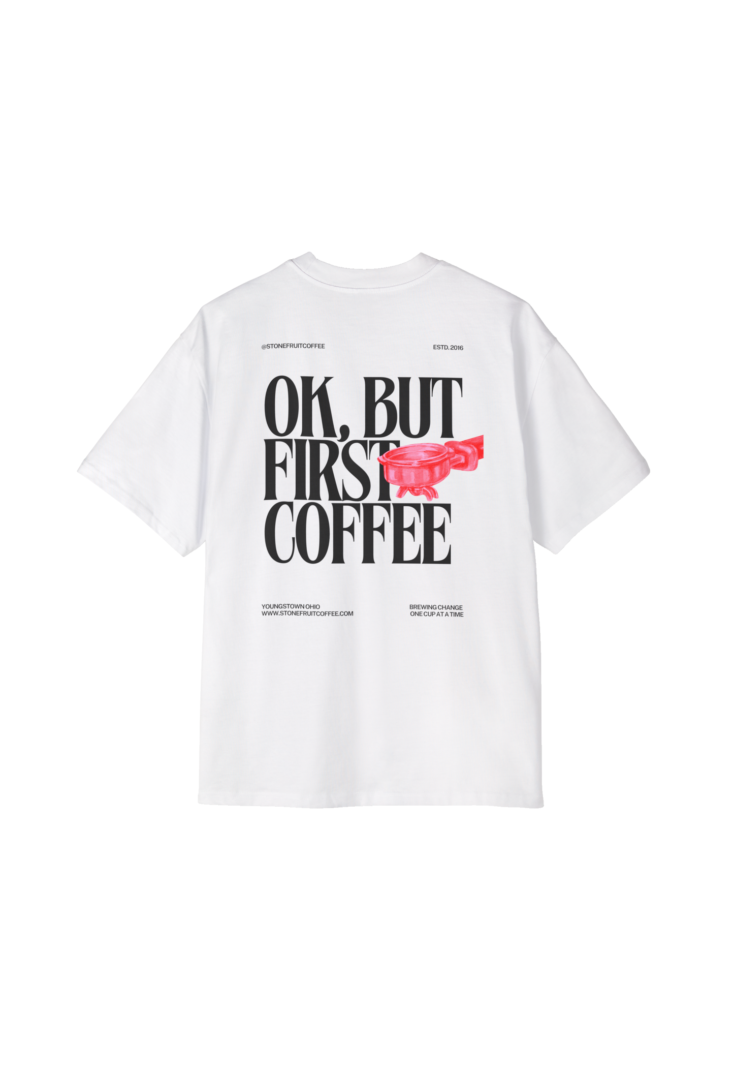 Men's Oversized Coffee Tee "OK, But First Coffee"