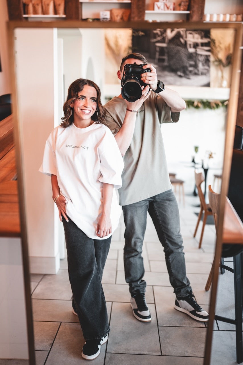Men's Oversized Coffee Tee "OK, But First Coffee"